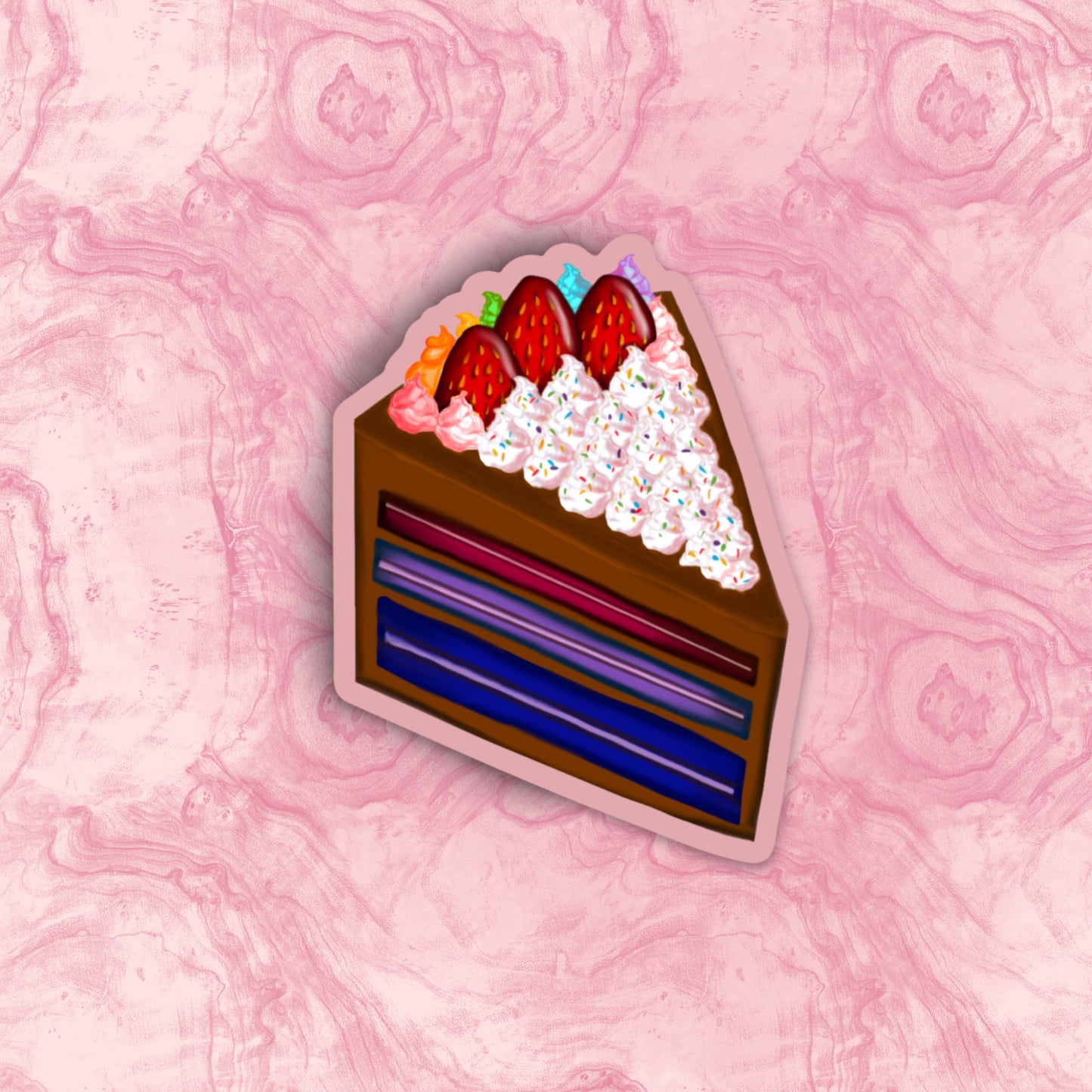 "Bi flag cake" waterproof sticker