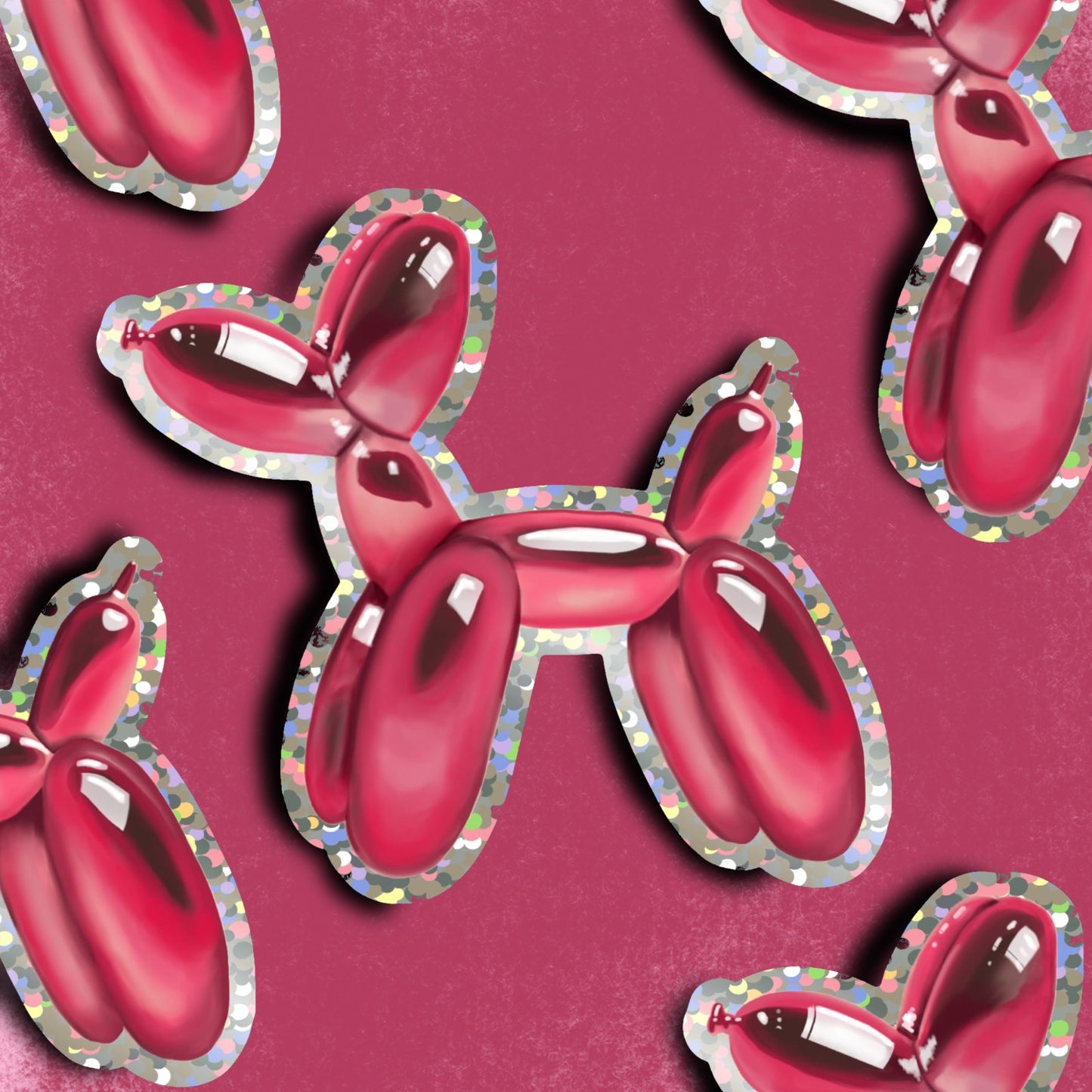 "Balloon dog" waterproof glitter sticker