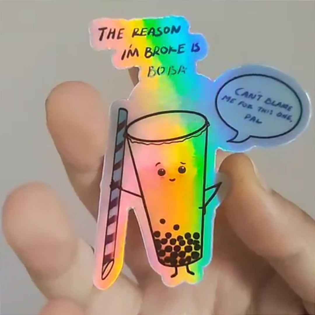 "Boba" holo, waterproof sticker