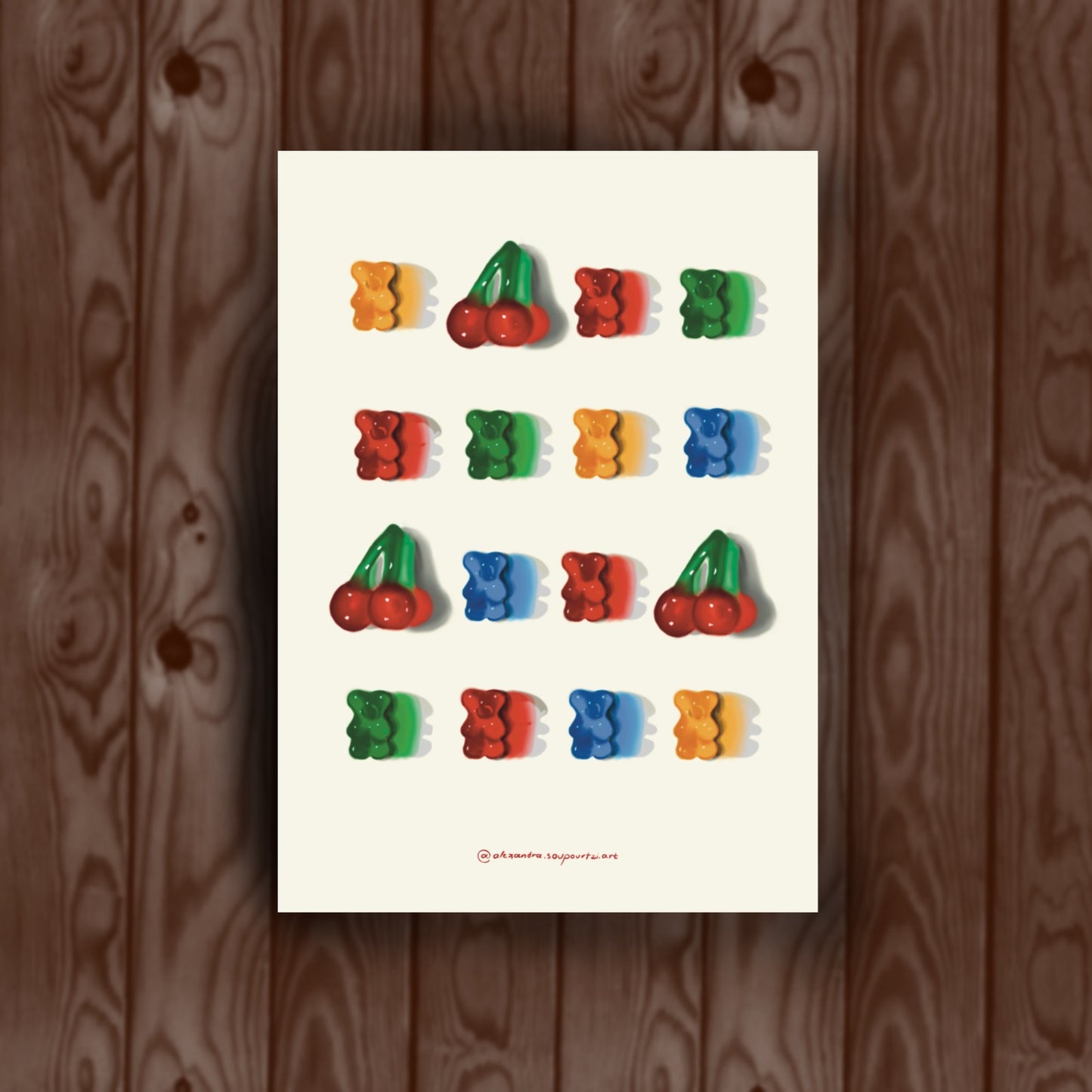 "Bears and cherries" postcard