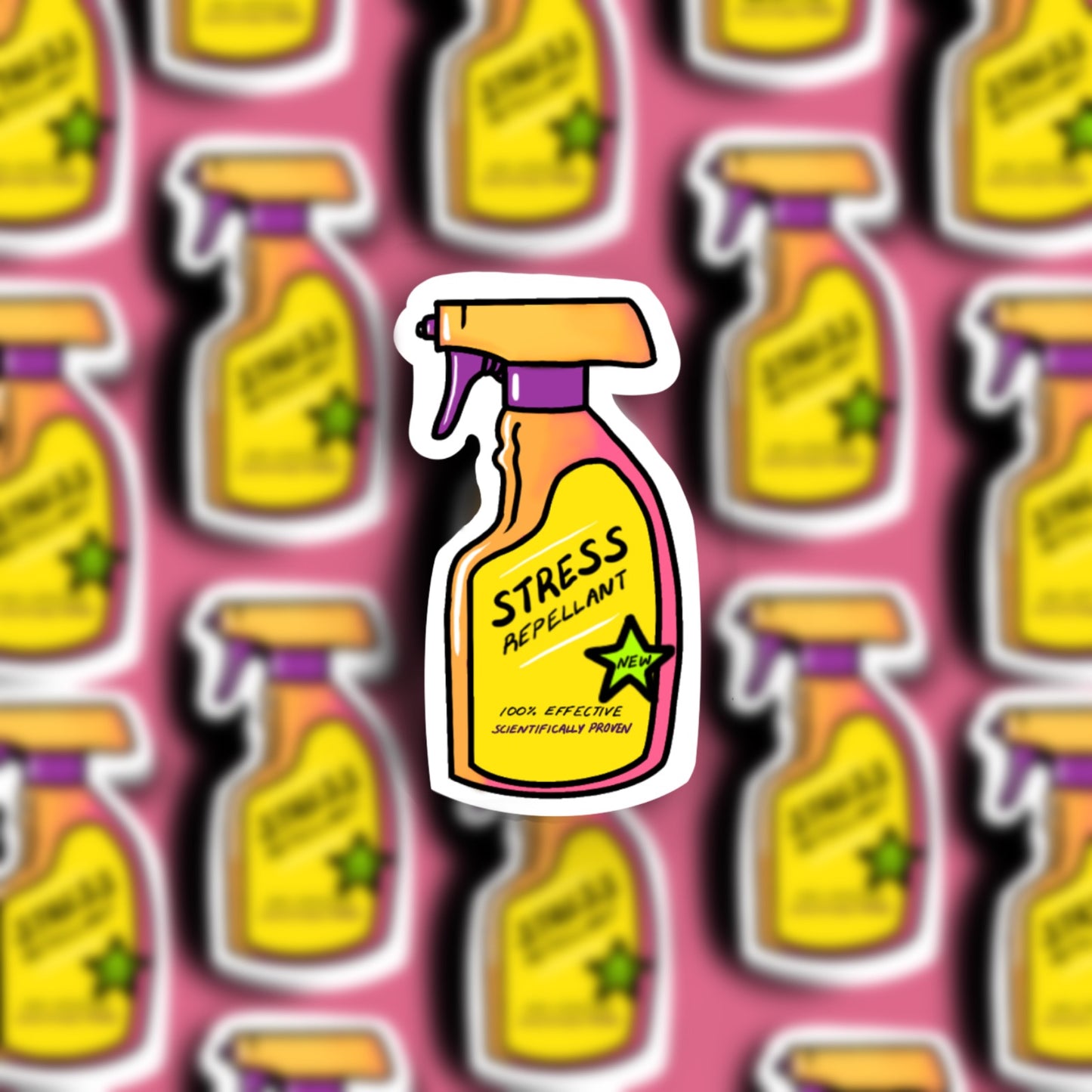 "Stress Repellent" waterproof sticker
