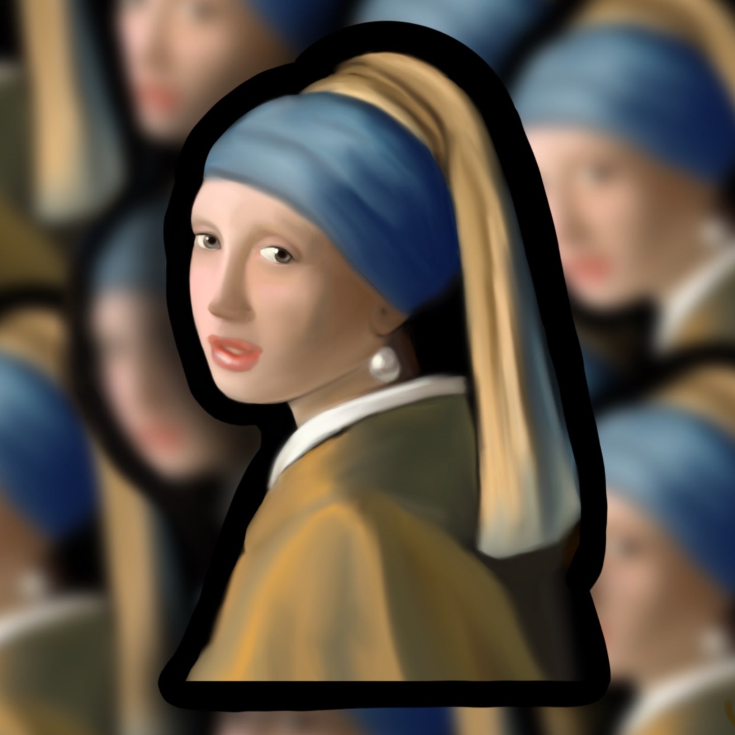 "Girl with a pearl earring" waterproof sticker